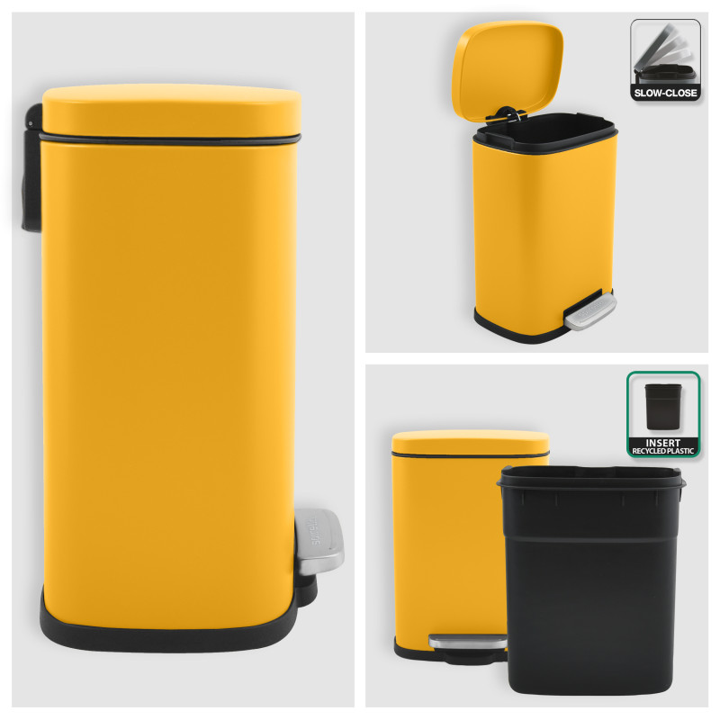 Spirella Set Poubelle à Pédale 5L & Brosse Wc AKIRA Safran Mat Spirella