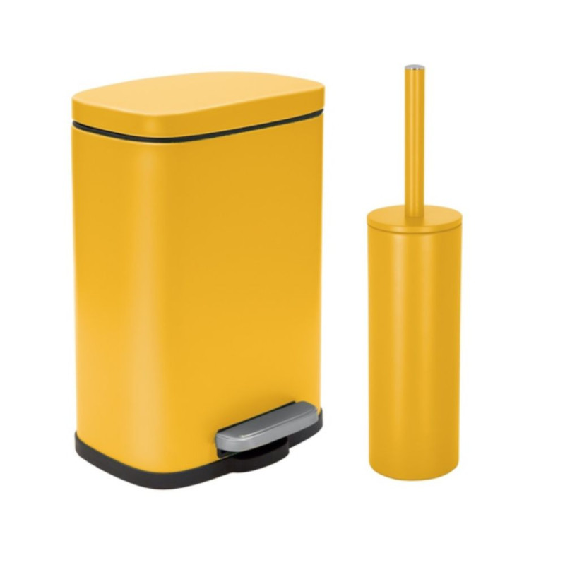 spirella Set Poubelle à pédale 5L & Brosse Wc AKIRA Safran mat Spirella