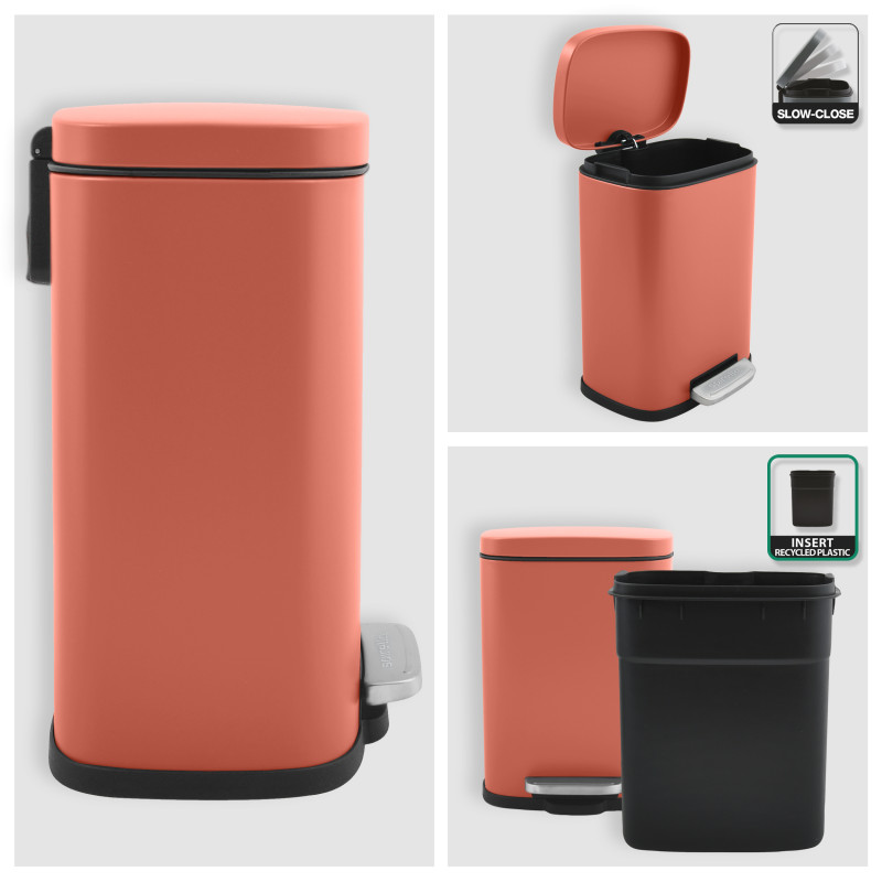 Spirella Set Poubelle à Pédale 5L & Brosse Wc AKIRA Terracotta Mat Spirella