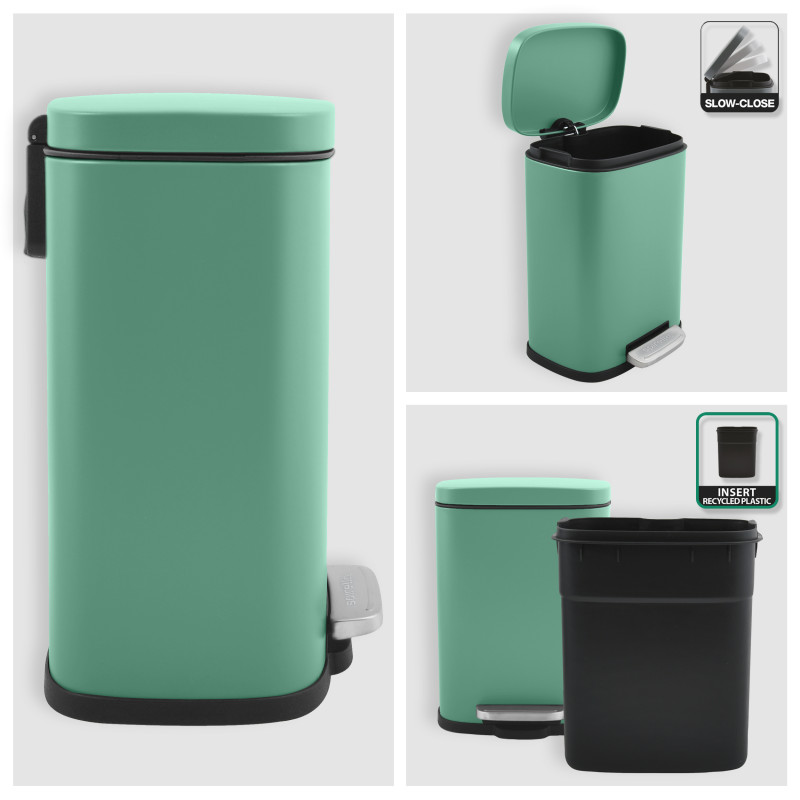 Spirella Set Poubelle à Pédale 5L & Brosse Wc AKIRA Vert Mat Spirella