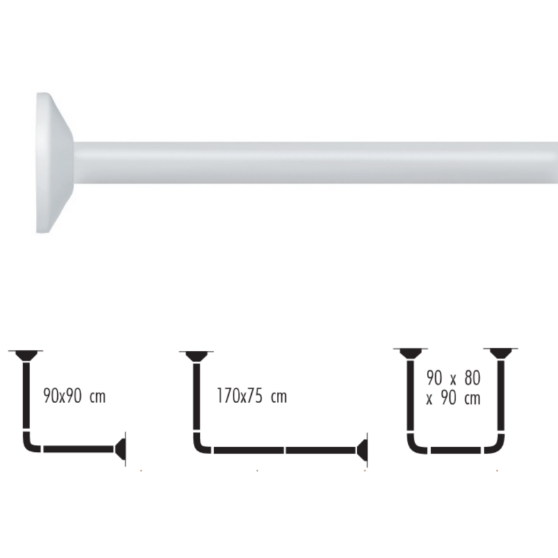 spirella Spirella Barre tringle pour rideau de douche d'angle modulable à  fixer en Alu MAGIC UNIVERSAL Blanc