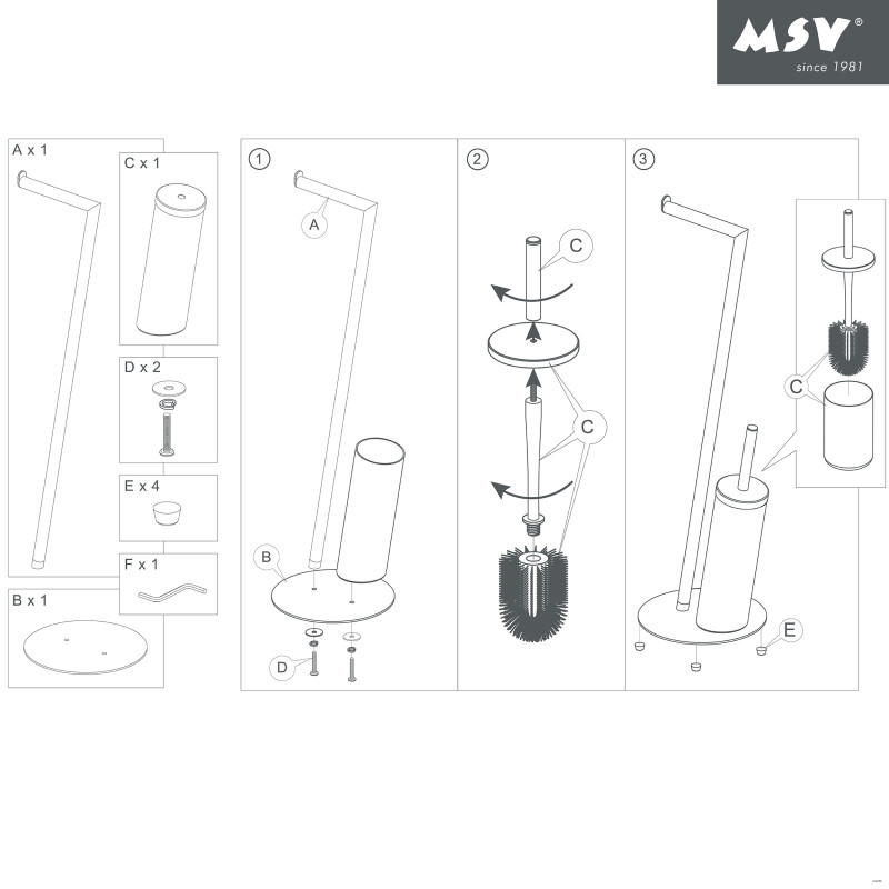 Spirella Combiné Wc En Acier Chromé Gris MSV