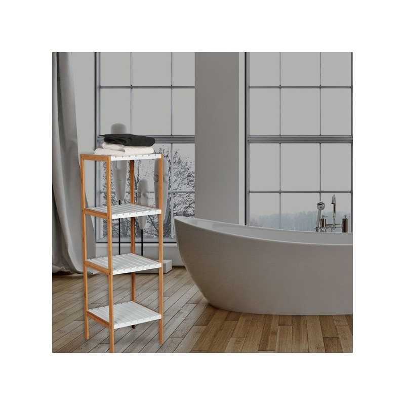 Spirella Etagère 4 Niveaux Bambou & MDF Blanc MSV