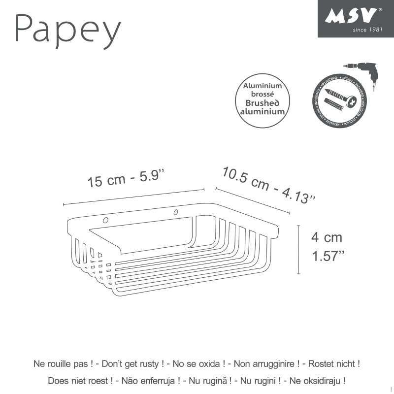 Spirella Etagère à  Fixer PAPEY Alu MSV