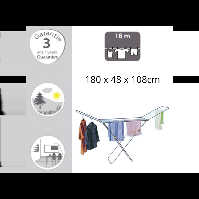 Spirella Etendoir à Linge à Ailes 18M En Inox MSV
