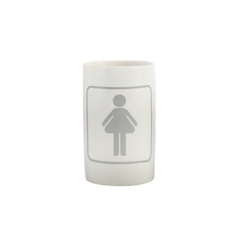 spirella Gobelet Céramique H/F Blanc & Gris MSV