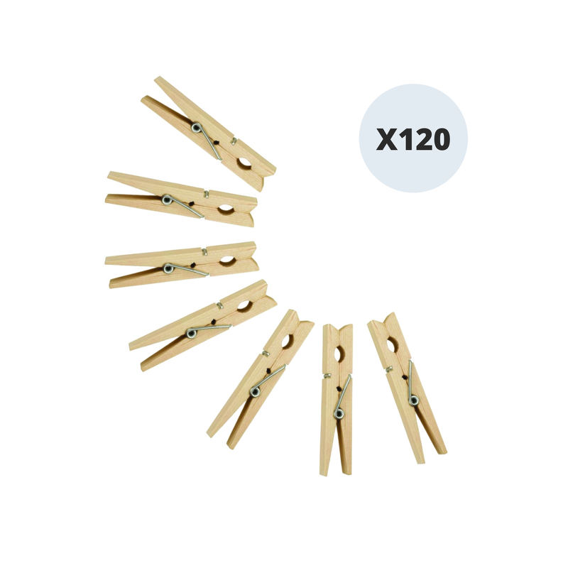 spirella Lot de 120 pinces à linge en bois MSV