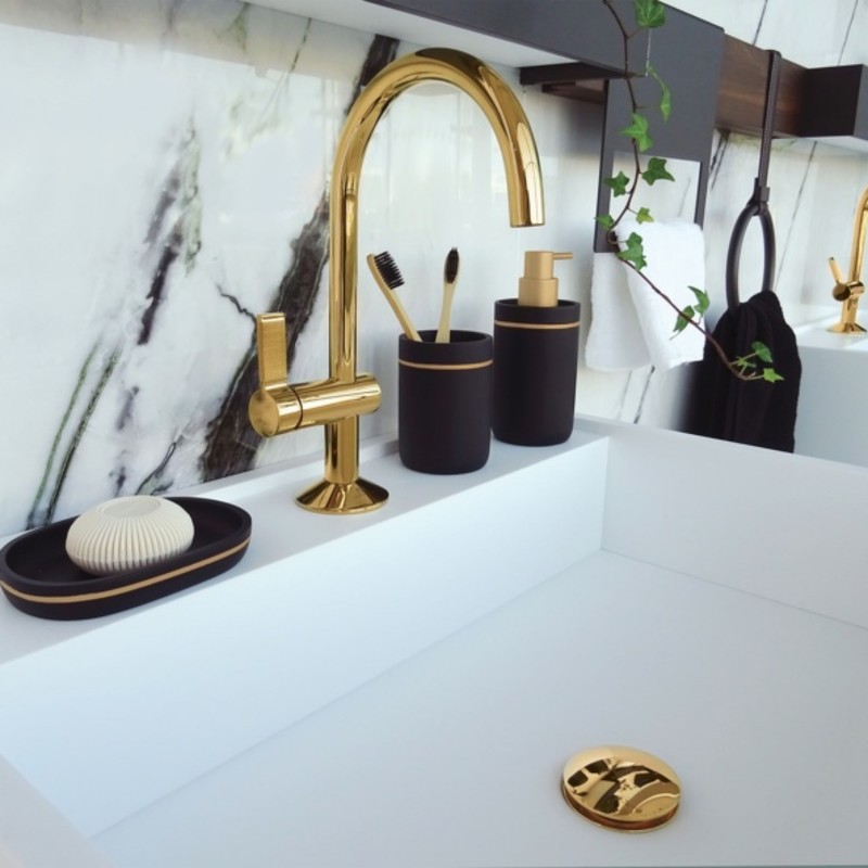 spirella Spirella Lot de 3 accessoires de salle de bain BLY Noir & Doré