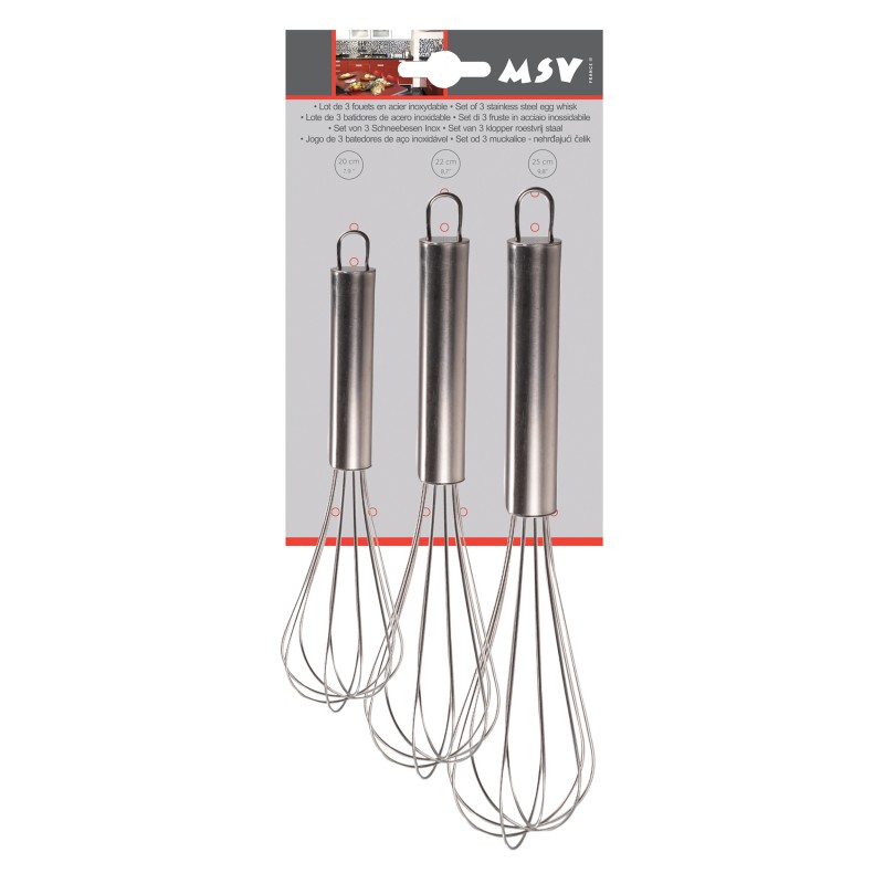Spirella Lot De 3 Fouets De Cuisine En Inox MSV