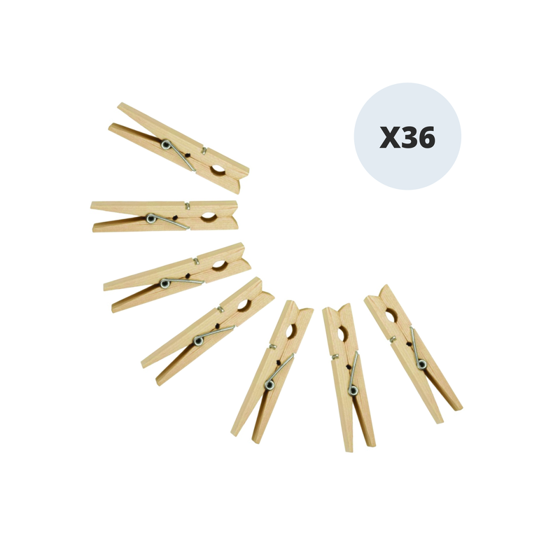 spirella Lot de 36 Pinces à  linge Bois MSV