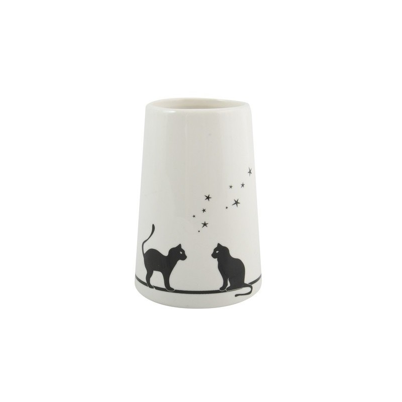 spirella MSV Gobelet Céramique GATITOS Noir & Blanc