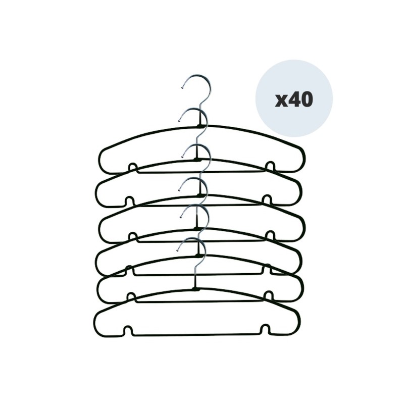 spirella MSV Lot 40 Cintres Metal Plastifies Noir