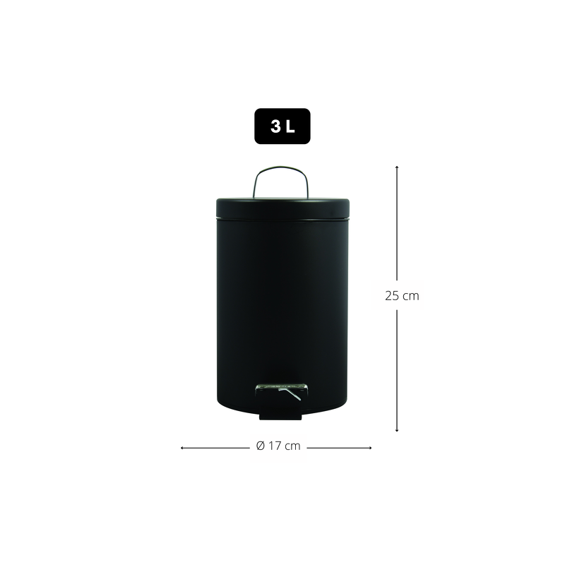 Spirella MSV Poubelle à  Pédale Acier 3L Noir Mat