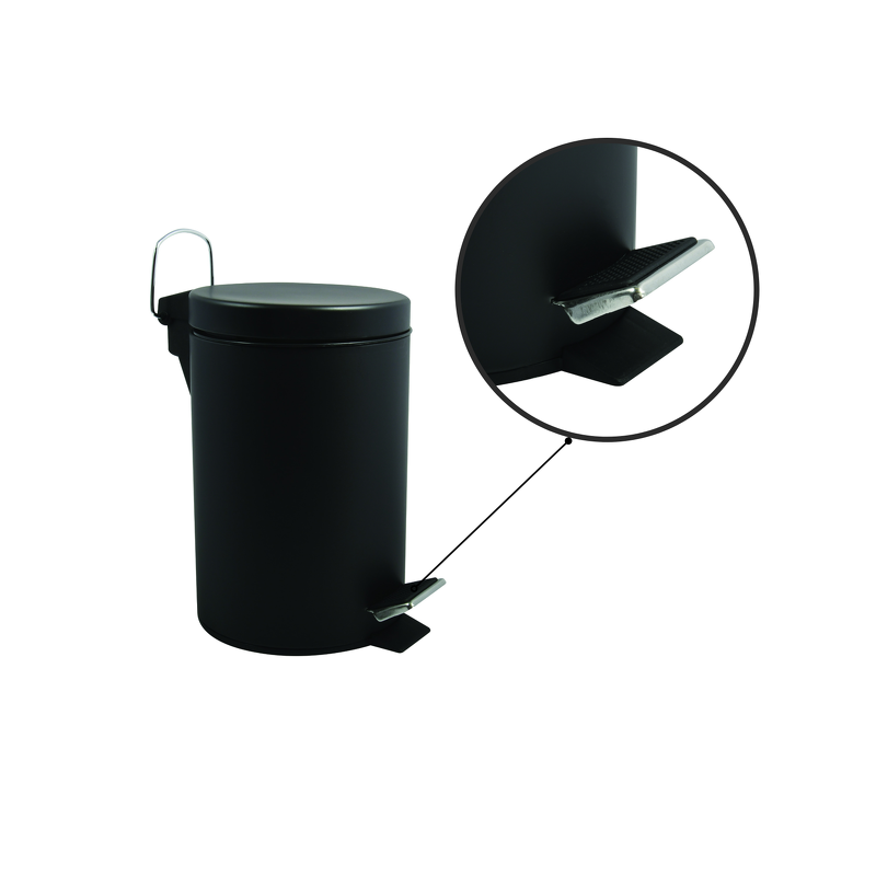 Spirella MSV Poubelle à  Pédale Acier 3L Noir Mat