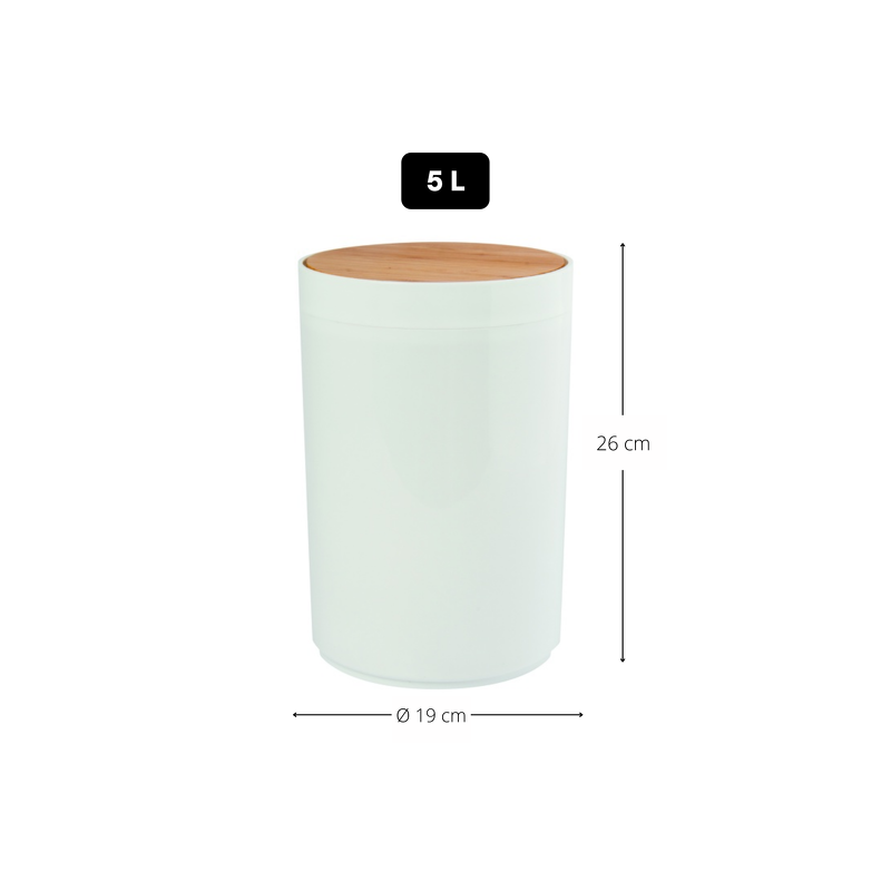 Spirella MSV Poubelle PP & Bambou OSLO 5L Blanc