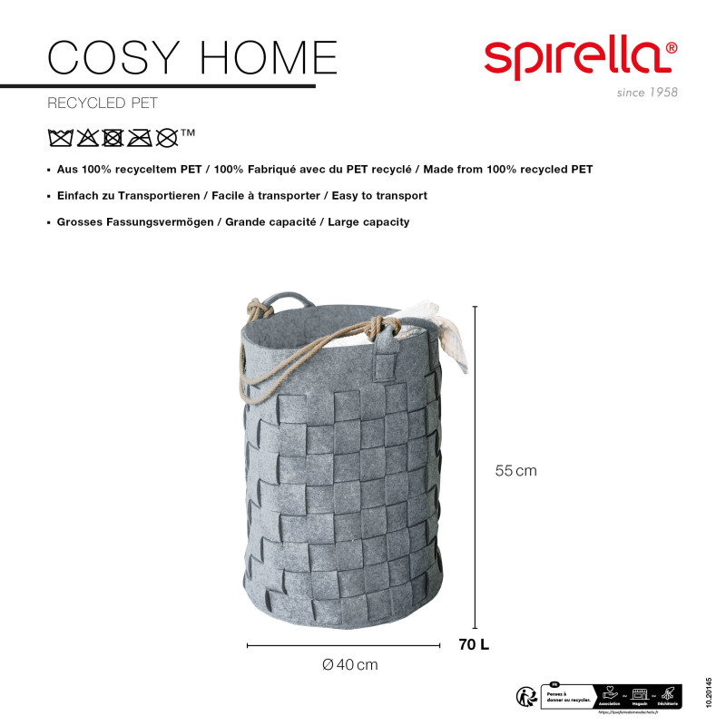 Spirella Panier à  Linge COSYHOME 70L Gris Spirella