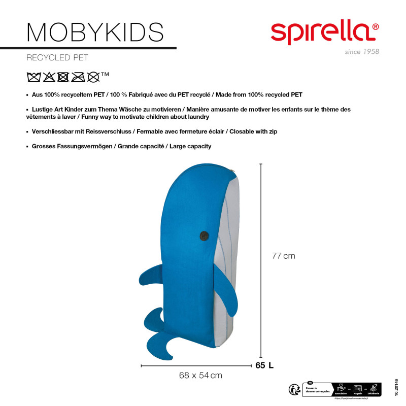 Spirella Panier à  Linge MOBYKIDS 65L Bleu Spirella