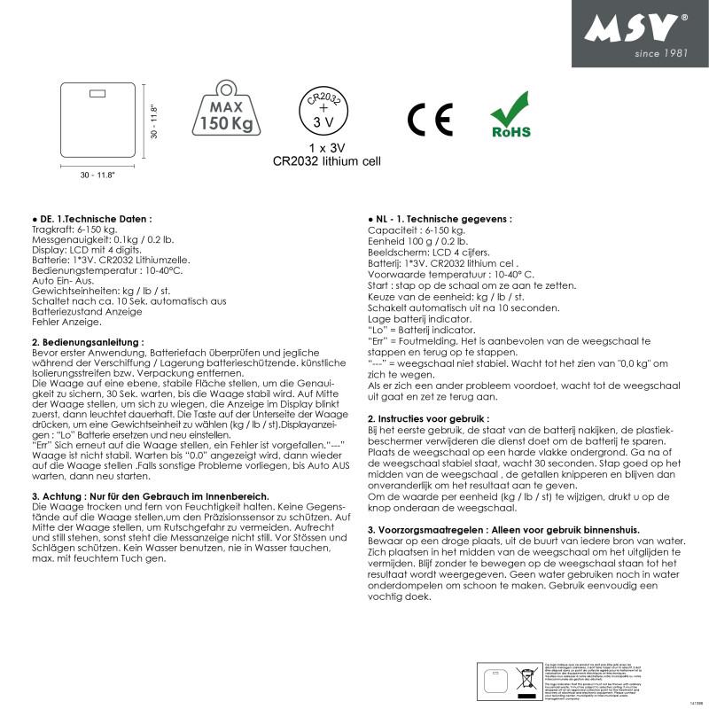 Spirella Pèse Personne Verre Blanc MSV