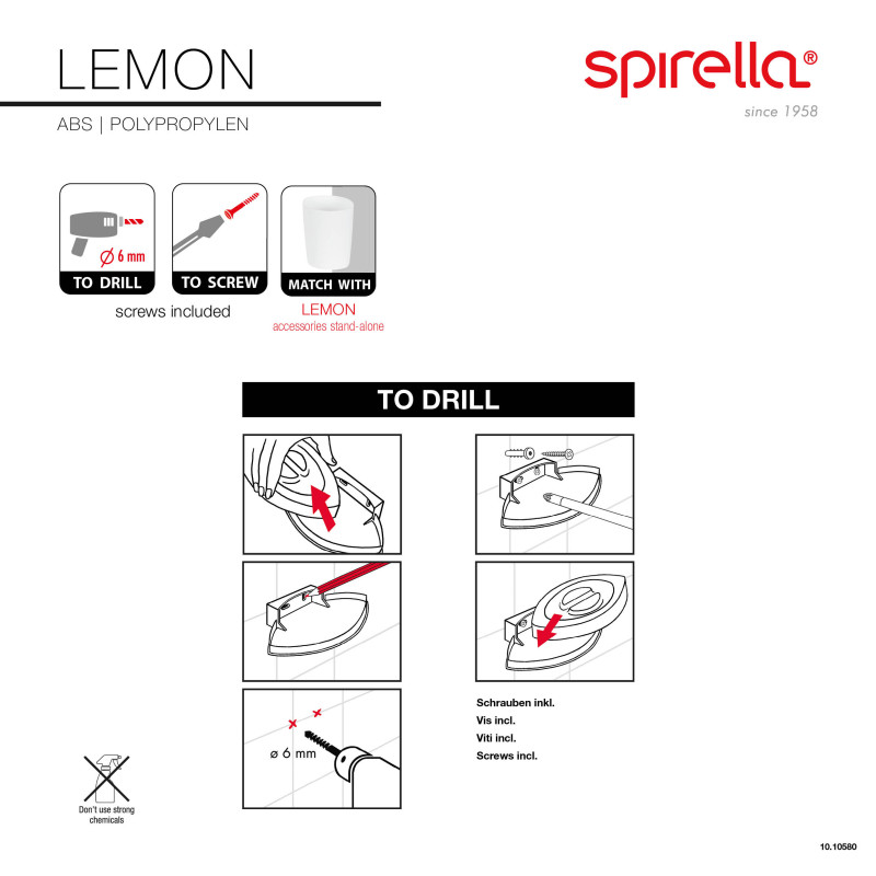 Spirella Spirella Porte Savon à  Fixer ABS & PP LEMON Blanc