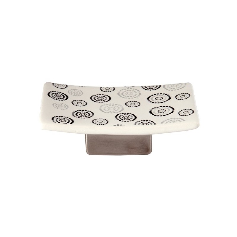 spirella Porte Savon Céramique DOTS Gris & Blanc MSV