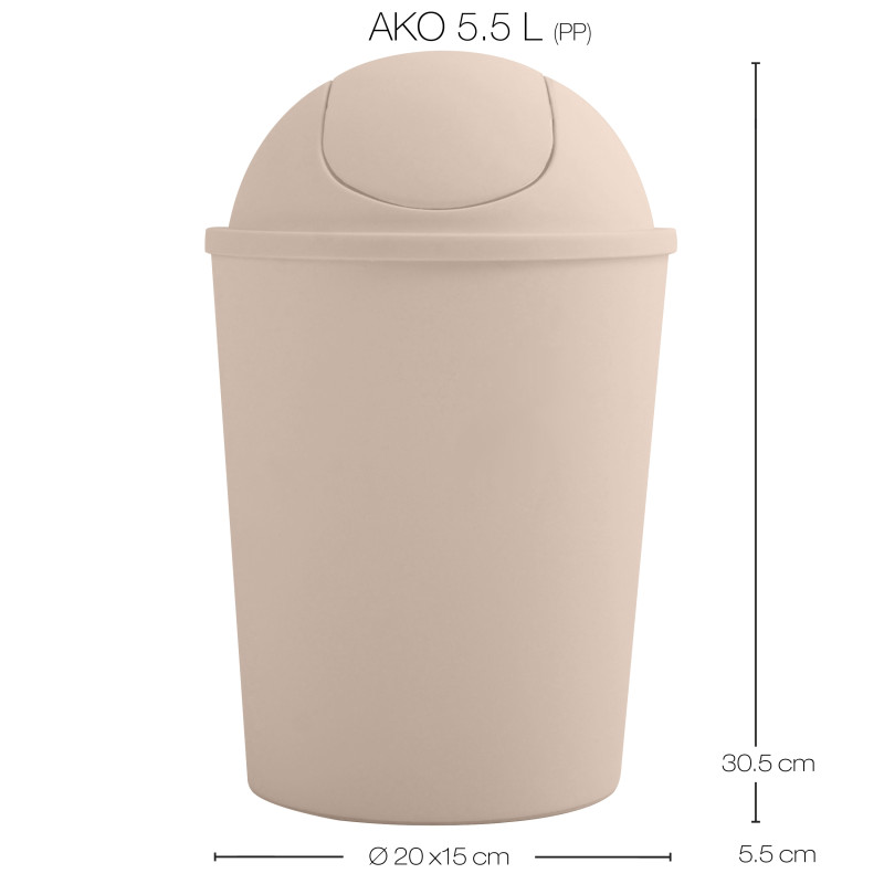 Spirella Poubelle à  Bascule AKO 5 5L Beige MSV