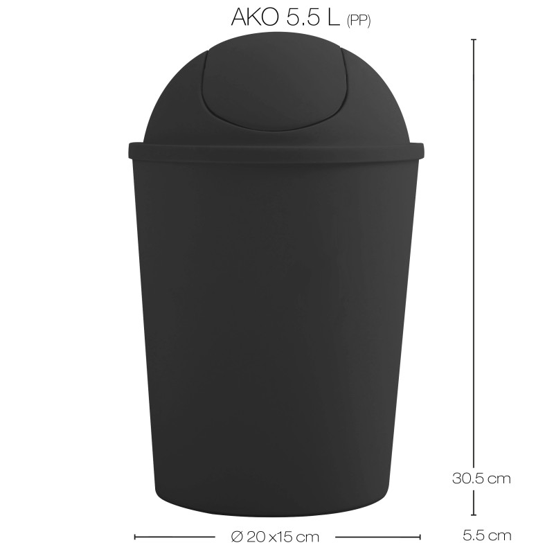 Spirella Poubelle à  Bascule AKO 5 5L Noir MSV