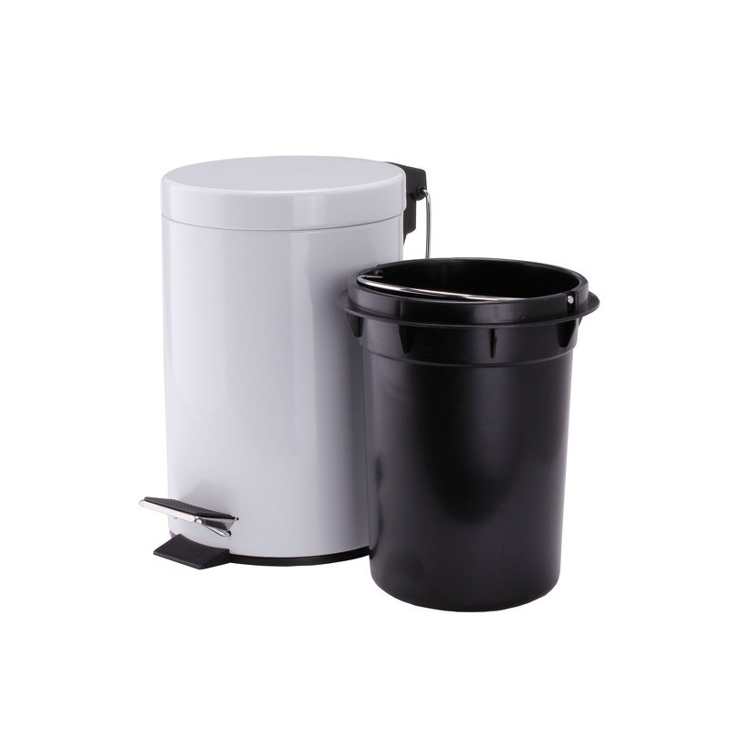Spirella Poubelle à  Pédale Inox 3L Blanc MSV