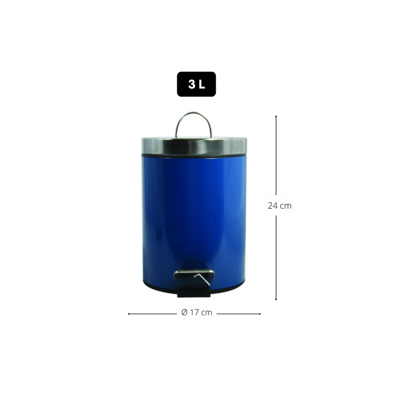 Spirella Poubelle à  Pédale Inox 3L Bleu MSV