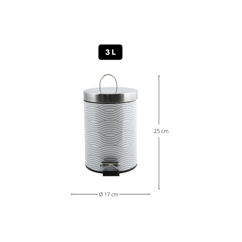 Spirella Poubelle à  Pédale Inox 3L Wave Gris MSV