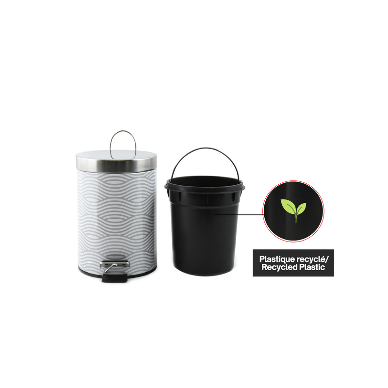 Spirella Poubelle à  Pédale Inox 3L Wave Gris MSV