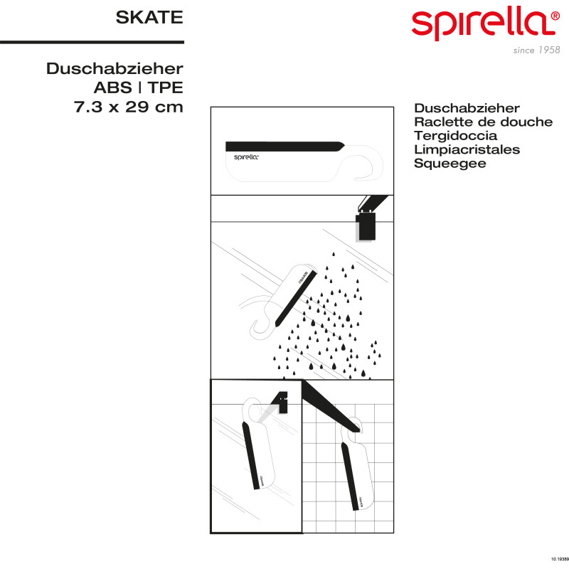 Spirella Raclette à Vitres ABS SKATE Gris Spirella