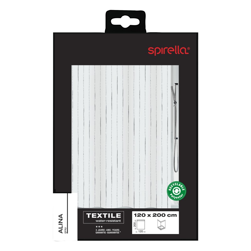 Spirella Spirella Rideau De Douche Polyester ALINA 180x200cm Gris
