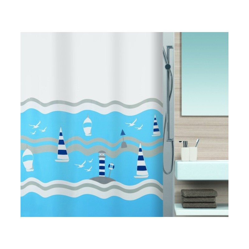 spirella Spirella Rideau de douche Polyester DEL MAR Bleu (LIFESTYLE) 180x200cm