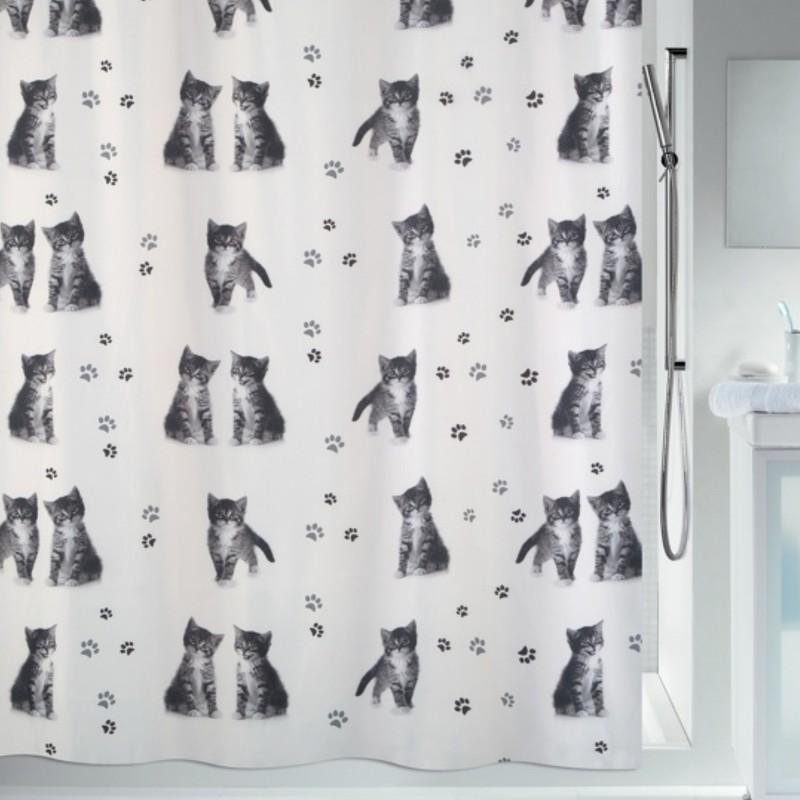 spirella Spirella Rideau de douche Polyester KITTY PAW 180x200cm Gris & Blanc
