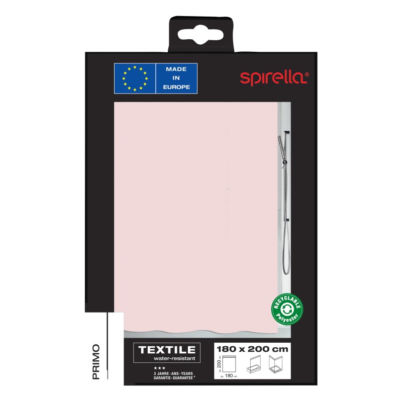 Spirella Spirella Rideau De Douche Polyester PRIMO 180x200cm Rose Clair