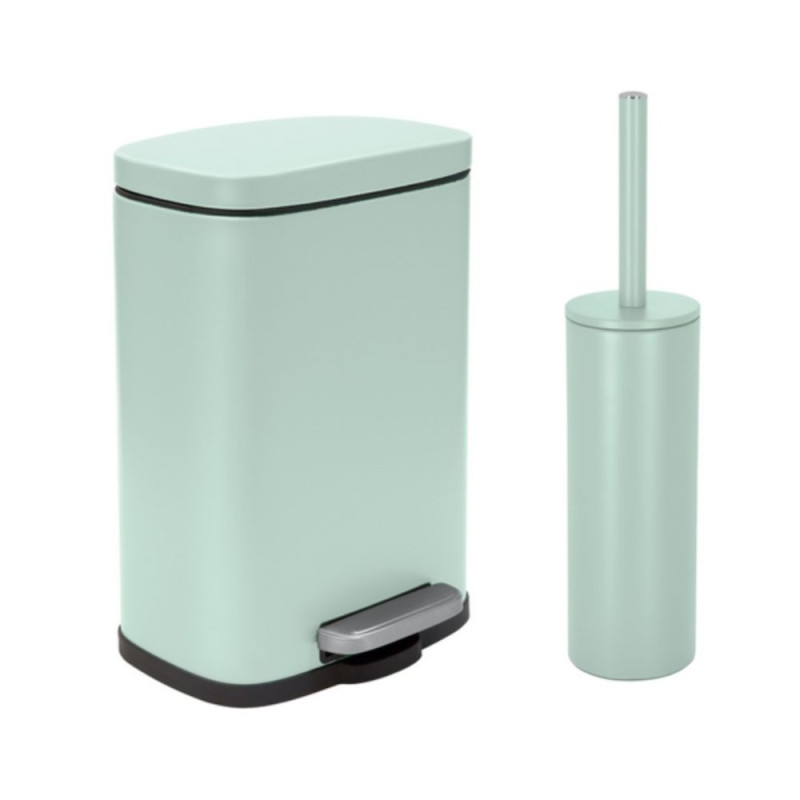 spirella Spirella Set Poubelle à  pédale 5L & Brosse Wc AKIRA Vert Glacé Mat