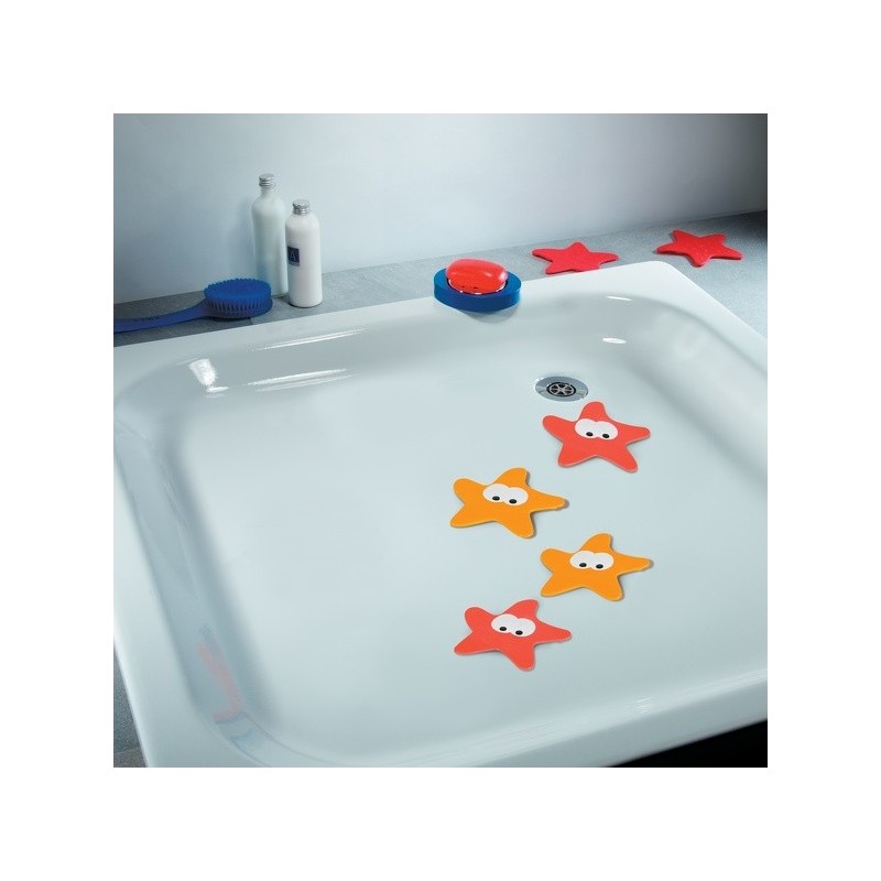 Spirella Sticker Figurine Antidérapant De Douche Ou Baignoire STARFY X5 Pcs Rouge Spirella