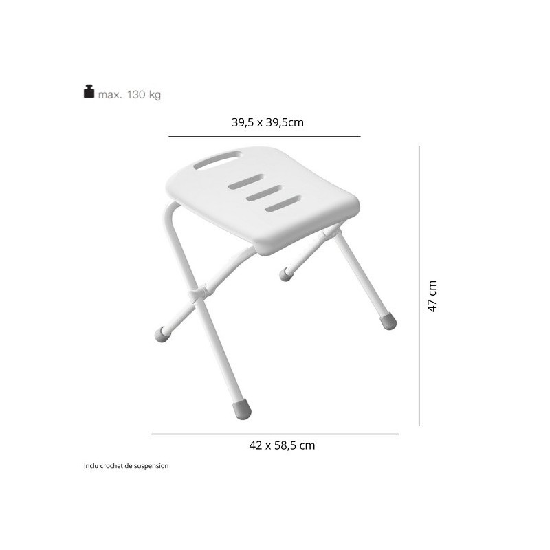 Spirella Tabouret De Douche Pliable Blanc - Max 130kg Spirella