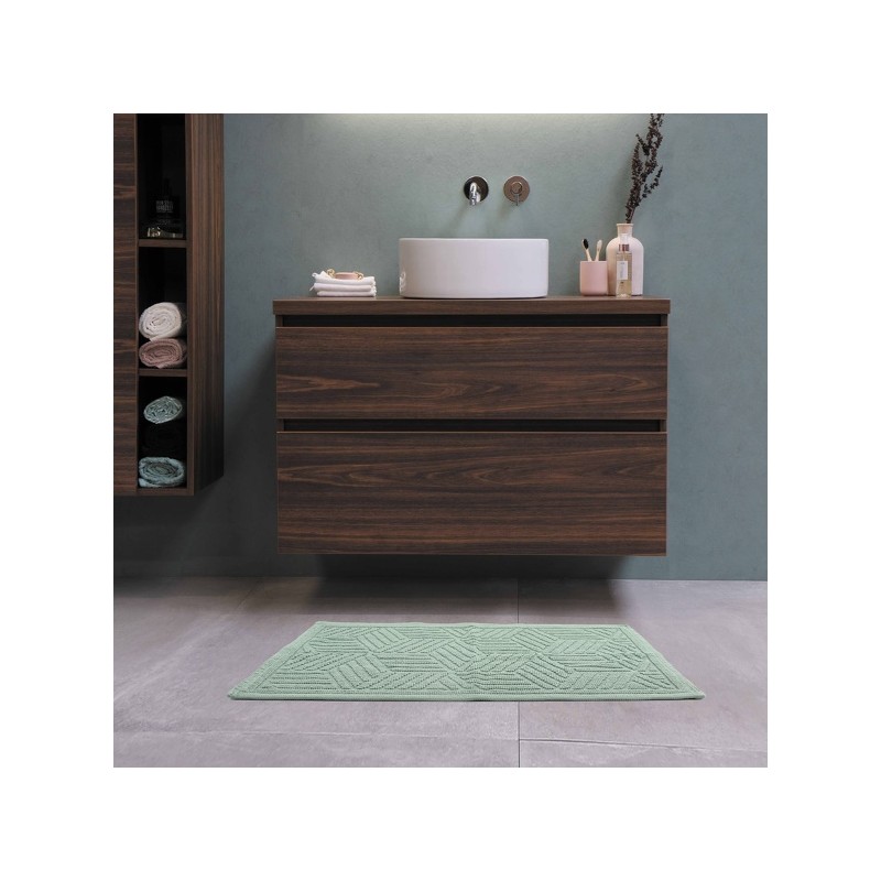 Spirella Tapis De Bain Coton CUBO 50x80cm Vert Basil Spirella