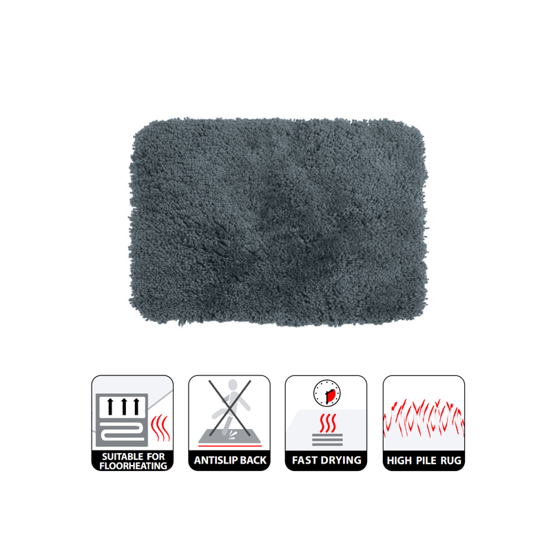 Spirella Tapis De Bain Microfibre HIGHLAND 60x90cm Gris Granit Spirella