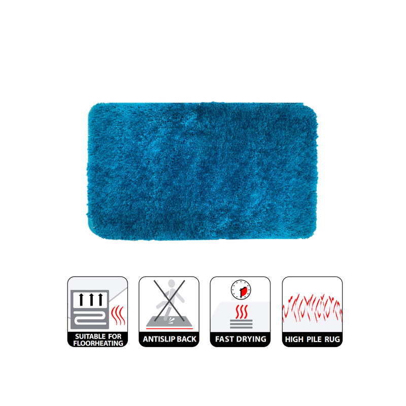 Spirella Tapis De Bain Microfibre HIGHLAND 80x150cm Bleu Turquoise Spirella