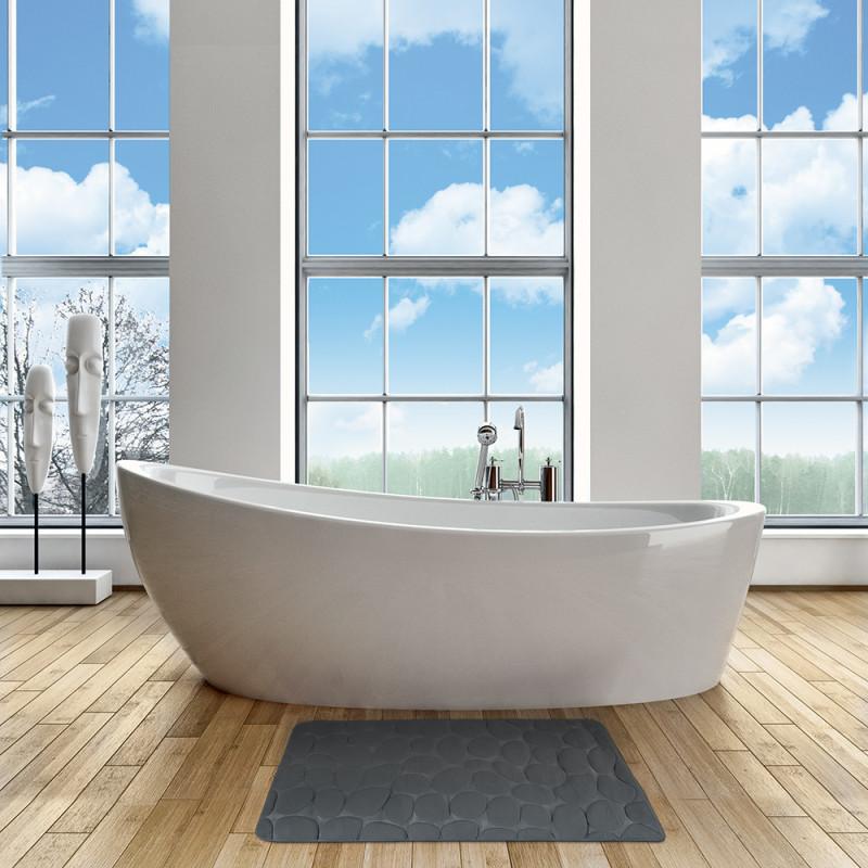 Spirella Tapis De Bain Microfibre PEBBLE 40x60cm Gris Foncé MSV