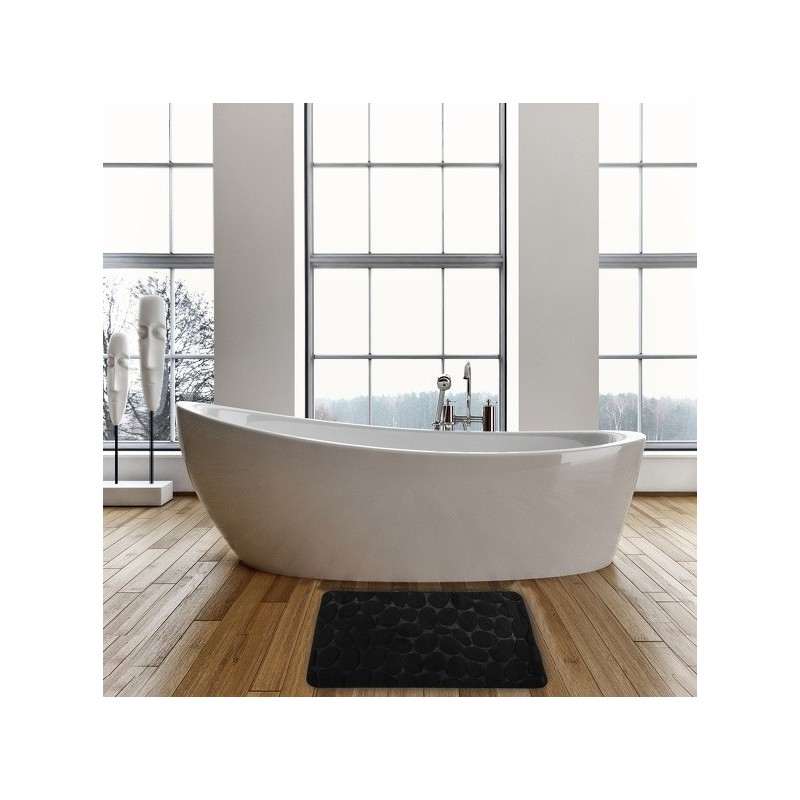 Spirella Tapis De Bain Microfibre PEBBLE 40x60cm Noir MSV