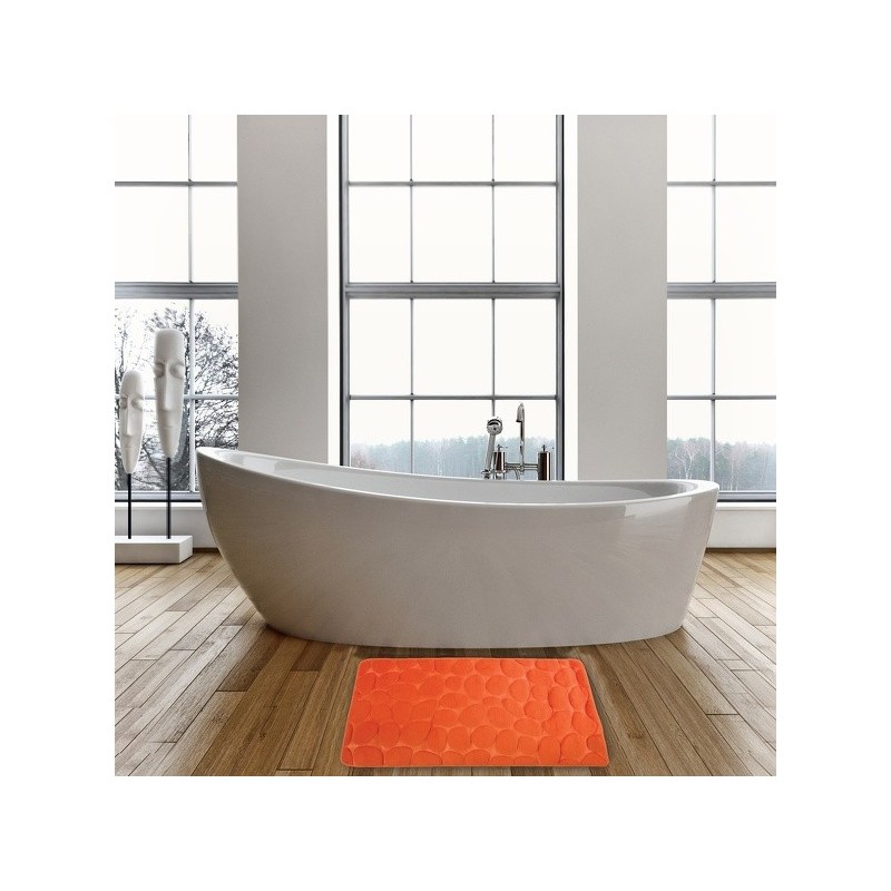 Spirella Tapis De Bain Microfibre PEBBLE 40x60cm Orange Foncé MSV