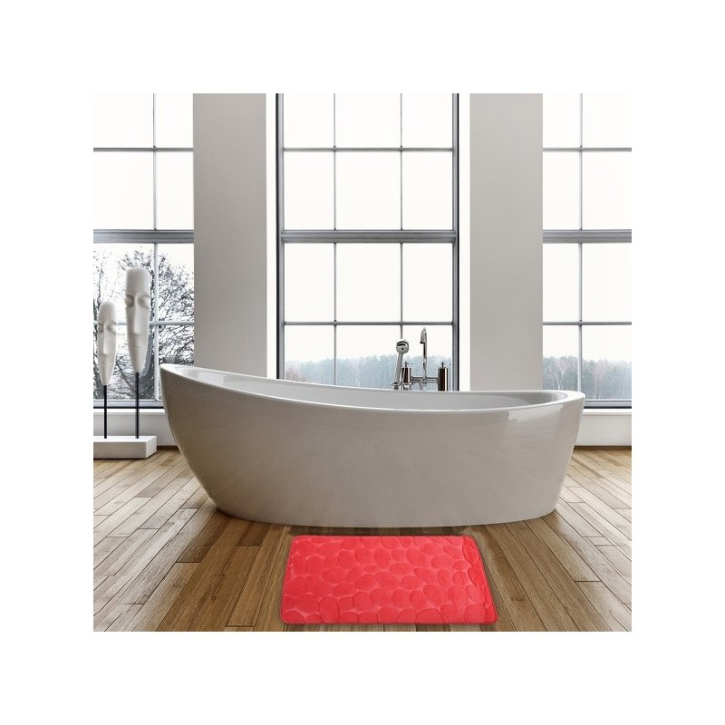 Spirella Tapis De Bain Microfibre PEBBLE 40x60cm Rouge MSV