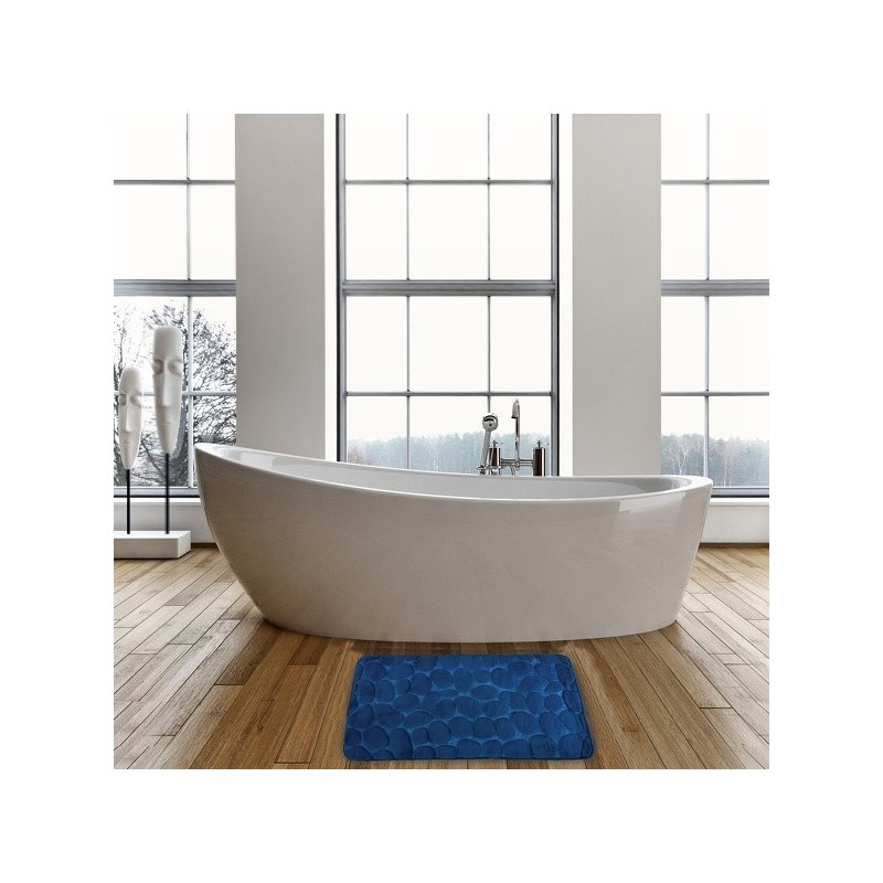 Spirella Tapis De Bain Microfibre PEBBLE 50x80cm Bleu Marine MSV