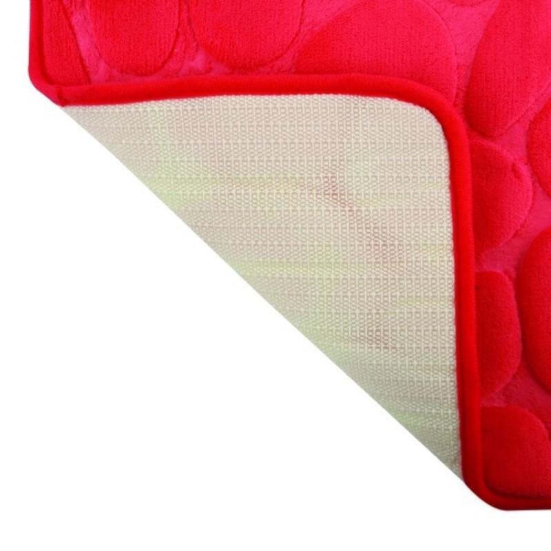 Spirella Tapis De Bain Microfibre PEBBLE 50x80cm Rouge MSV
