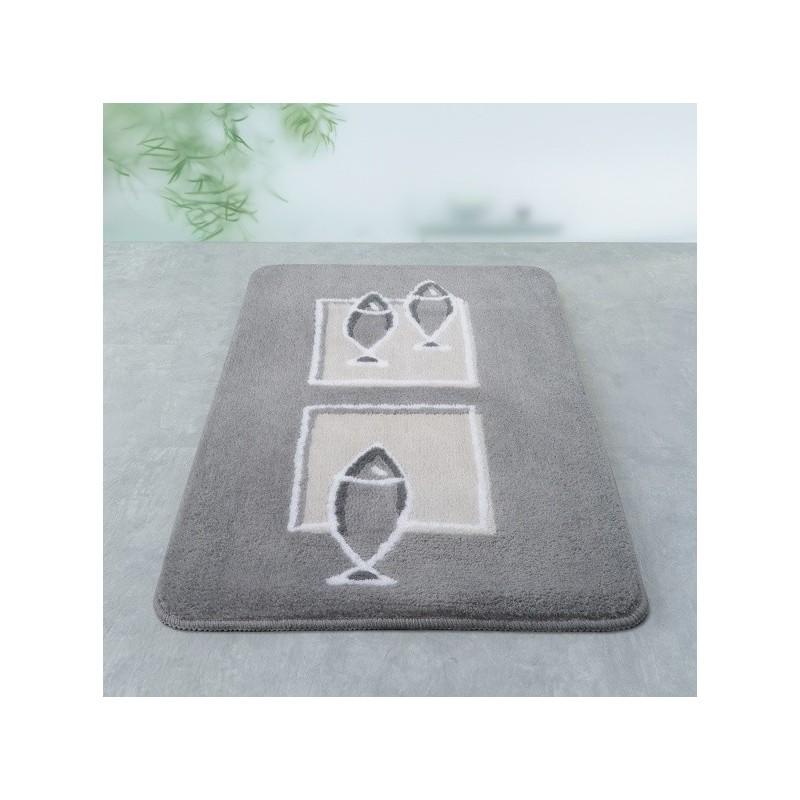 Spirella Tapis De Bain Polyester ANDROS 55x65cm Motif Poisson Gris Spirella