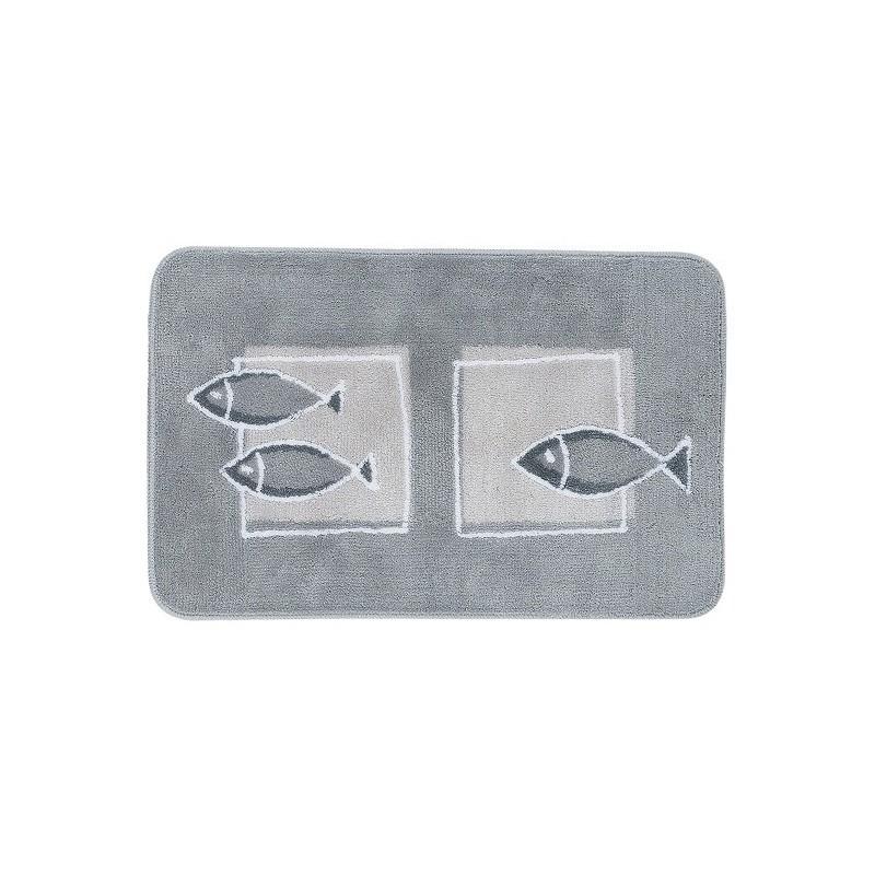 spirella Tapis de bain Polyester ANDROS 55x65cm motif poisson Gris Spirella