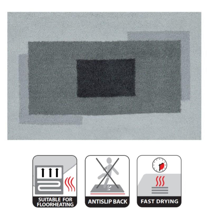Spirella Tapis De Bain Polyester ANELA 60x90cm Gris Spirella